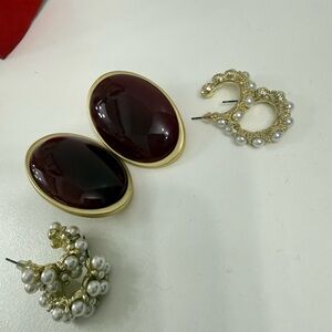 Elegant Gold and Red Earrings